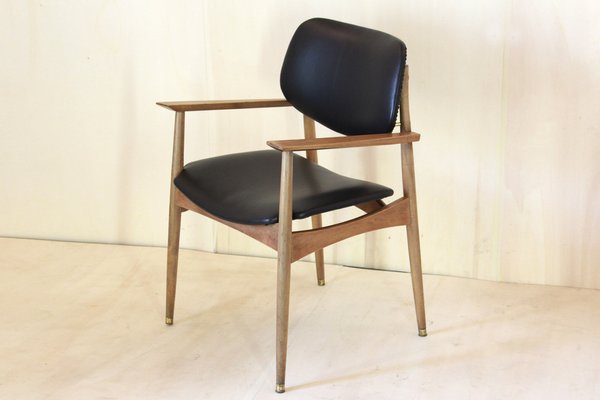 Leather Office Armchair, 1950s-TOI-1109624