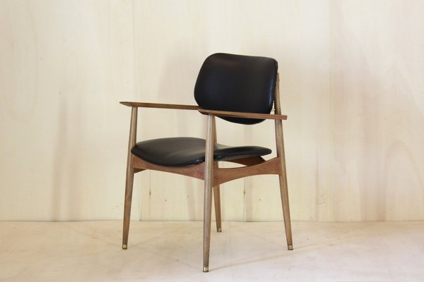 Leather Office Armchair, 1950s-TOI-1109624