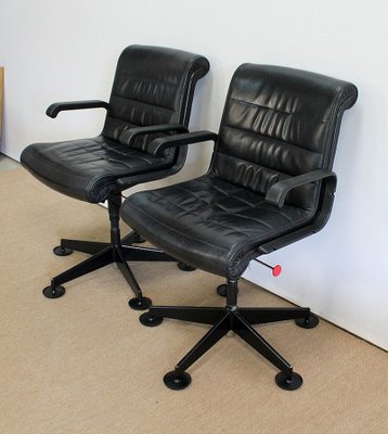 Leather Office Chairs attributed to Richard Sapper for Knoll Inc. / Knoll International, 1979, Set of 2-RVK-985029