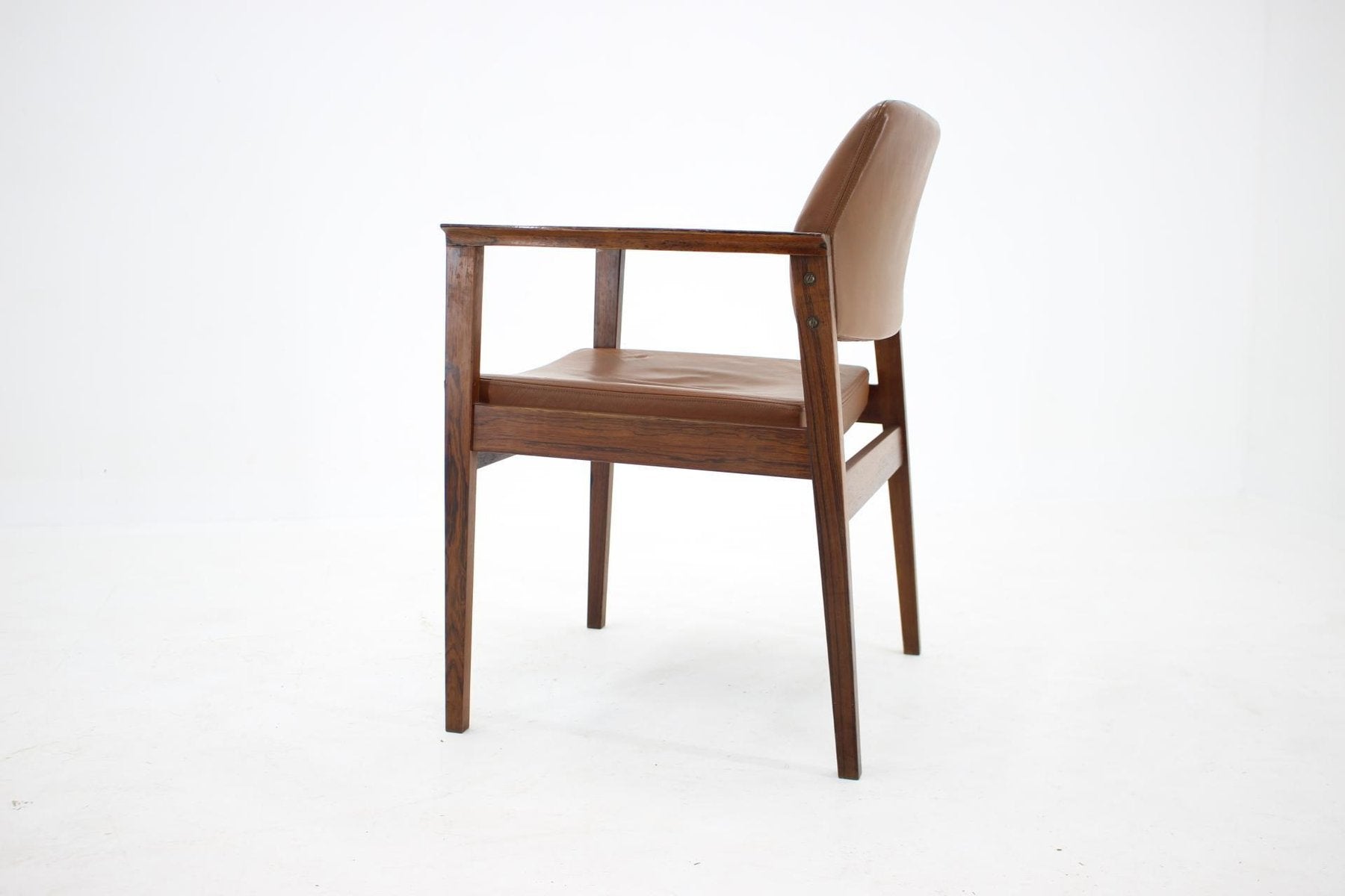 Leather Palisander Side or Desk Chair, Denmark, 1960s-TZ-988064