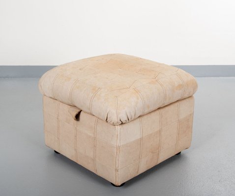 Leather Patchwork Pouf, 1970s-GCG-838590