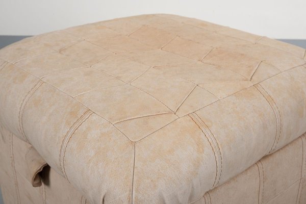 Leather Patchwork Pouf, 1970s-GCG-838590