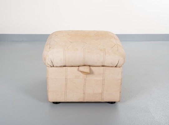 Leather Patchwork Pouf, 1970s-GCG-838590