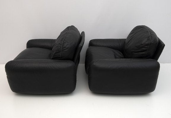 Leather Piumotto Armchairs by Arrigo Arrighi for Busnelli, Italy, 1970s, Set of 2-FER-1343624