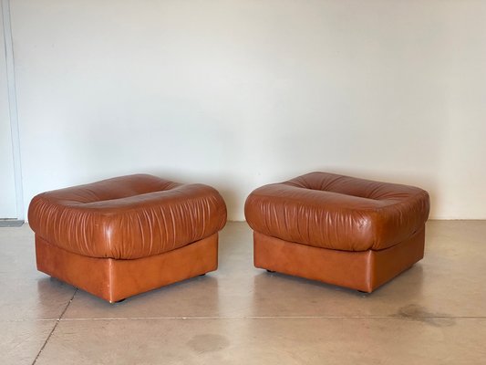 Leather Pouf, 1970s, Set of 2-NPC-2041867