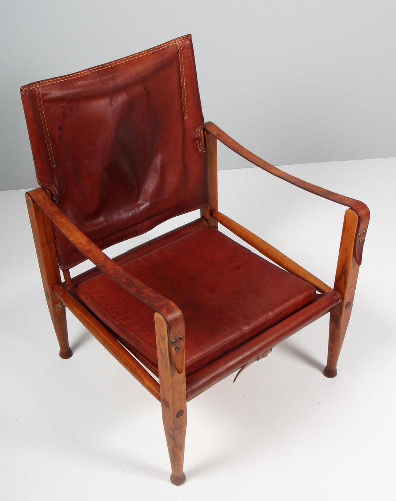 Leather Safari Chair by Kaare Klit for Rud Rusmusen, 1960s