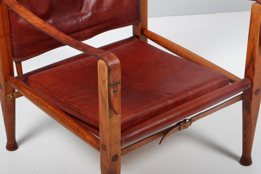 Leather Safari Chair by Kaare Klit for Rud Rusmusen, 1960s