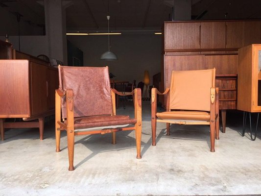 Leather Safari Chairs by Kaare Klint for Rudolf Rasmussen, 1950s, Set of 2-WSA-831409