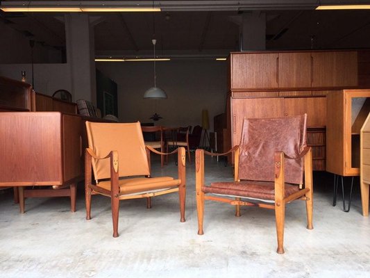 Leather Safari Chairs by Kaare Klint for Rudolf Rasmussen, 1950s, Set of 2-WSA-831409