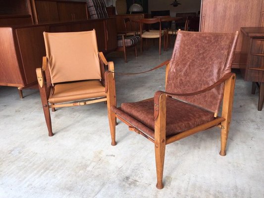 Leather Safari Chairs by Kaare Klint for Rudolf Rasmussen, 1950s, Set of 2-WSA-831409