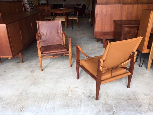 Leather Safari Chairs by Kaare Klint for Rudolf Rasmussen, 1950s, Set of 2-WSA-831409