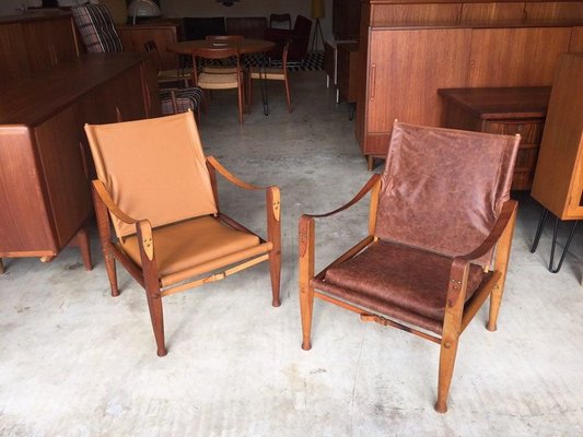 Leather Safari Chairs by Kaare Klint for Rudolf Rasmussen, 1950s, Set of 2-WSA-831409