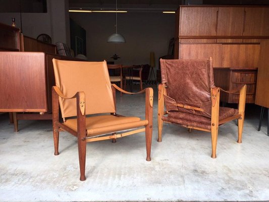 Leather Safari Chairs by Kaare Klint for Rudolf Rasmussen, 1950s, Set of 2-WSA-831409