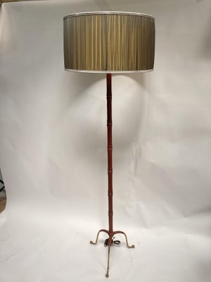 Leather Sheathed Floor Lamp by Jacques Adnet, 1950s-VRR-1718533