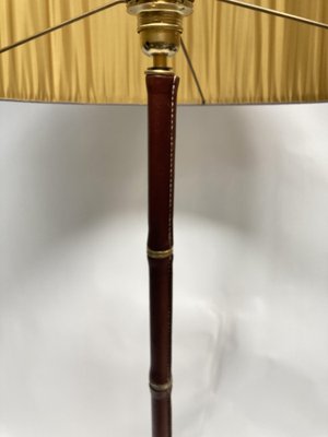 Leather Sheathed Floor Lamp by Jacques Adnet, 1950s-VRR-1718549