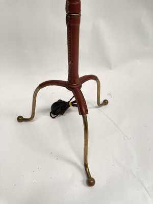 Leather Sheathed Floor Lamp by Jacques Adnet, 1950s-VRR-1718533