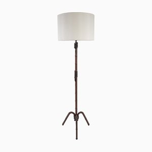 Leather Sheathed Floor Lamp by Jacques Adnet-VRR-1047692