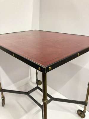 Leather Sheathed Table by Jacques Adnet, 1950s-VRR-1786555