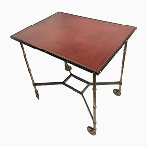 Leather Sheathed Table by Jacques Adnet, 1950s-VRR-1786555