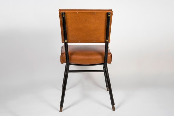 Leather Side Chair by Jacques Adnet, 1950s-VRR-570579