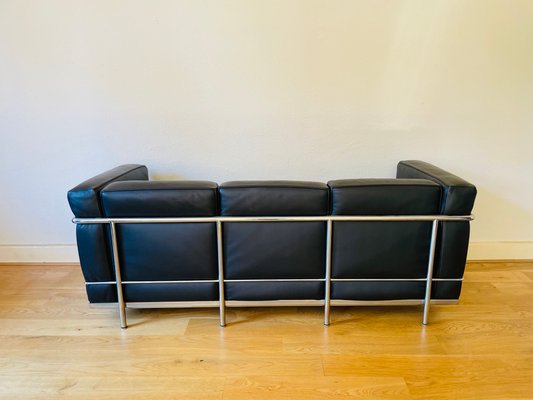 Leather Sofa with Chrome Frame by Le Corbusier for Cassina, 2000s-RZY-2031620