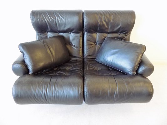 Leather Sofalette / Modular 2-Seater Sofa by Otto Zapf, 1970s-HUW-866316