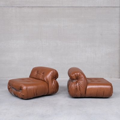 Leather Soriana Lounge Chairs by Scarpa for Cassina, 1970s, Set of 2-JRP-1384594