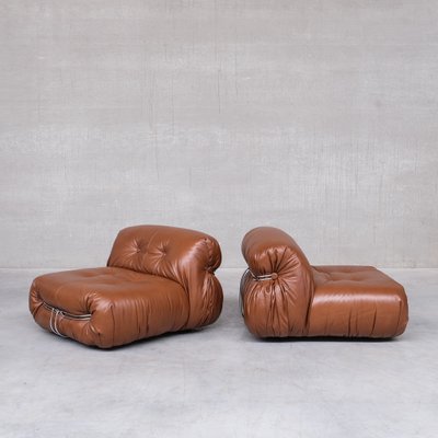 Leather Soriana Lounge Chairs by Scarpa for Cassina, 1970s, Set of 2-JRP-1384594