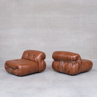 Leather Soriana Lounge Chairs by Scarpa for Cassina, 1970s, Set of 2-JRP-1384594