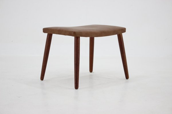 Leather Stool, Denmark, 1960s-TZ-1423403