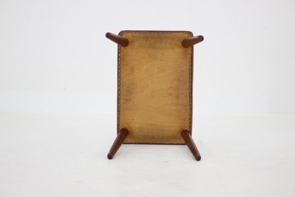 Leather Stool, Denmark, 1960s-TZ-1423403