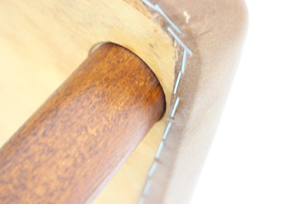 Leather Stool, Denmark, 1960s-TZ-1423403