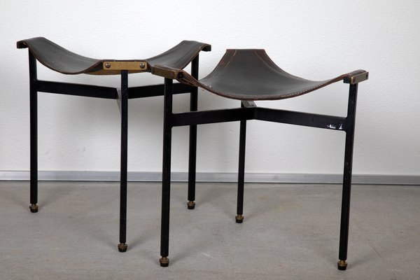 Leather Stools, 1950s, Set of 2-PSO-1782171