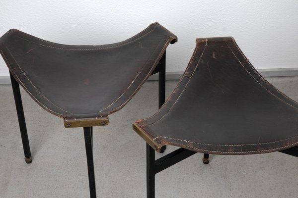 Leather Stools, 1950s, Set of 2-PSO-1782171