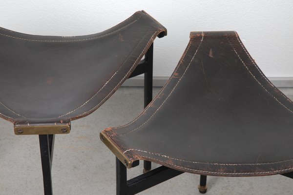 Leather Stools, 1950s, Set of 2-PSO-1782171