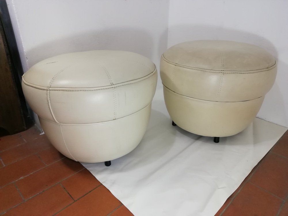 Leather Stools from Brevetti IPE, Italy, 1960s, Set of 2