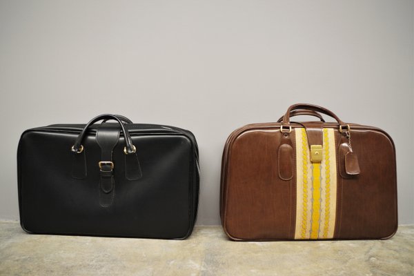 Leather Suitcases, 1950s, Set of 2-KNM-1001225