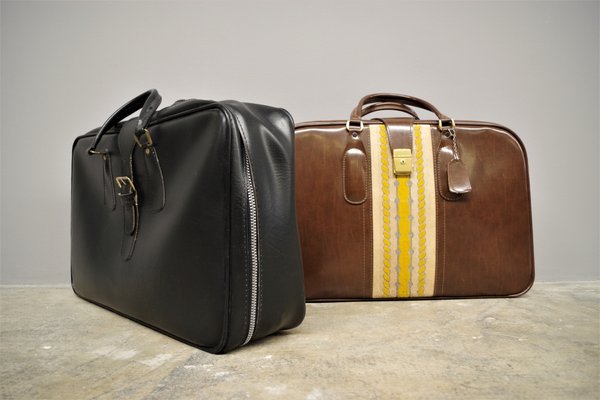 Leather Suitcases, 1950s, Set of 2-KNM-1001225