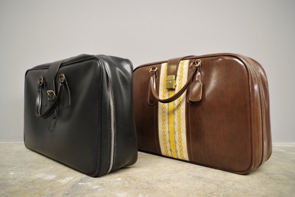 Leather Suitcases, 1950s, Set of 2-KNM-1001225