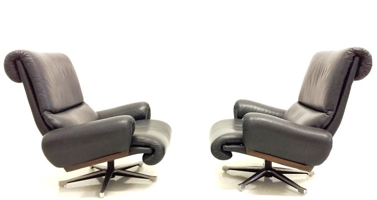 Leather Swivel Armchairs by André Vandenbeuck for Strässle, 1960s, Set of 2-FQG-1748621