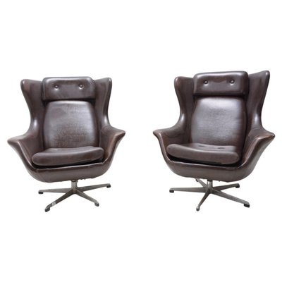 Leather Swivel Armchairs from UP Zavody, 1970s, Set of 2-HXT-1110653