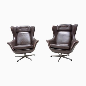 Leather Swivel Armchairs from UP Zavody, 1970s, Set of 2-HXT-1110653