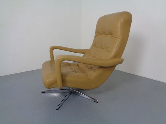 Leather Swivel Easy Chair and Ottoman, 1970s, Set of 2-RDW-827850