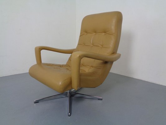 Leather Swivel Easy Chair and Ottoman, 1970s, Set of 2-RDW-827850