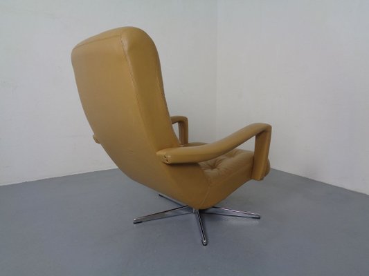 Leather Swivel Easy Chair and Ottoman, 1970s, Set of 2-RDW-827850