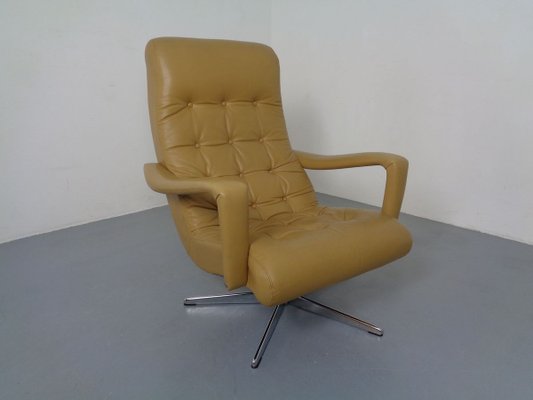 Leather Swivel Easy Chair and Ottoman, 1970s, Set of 2-RDW-827850