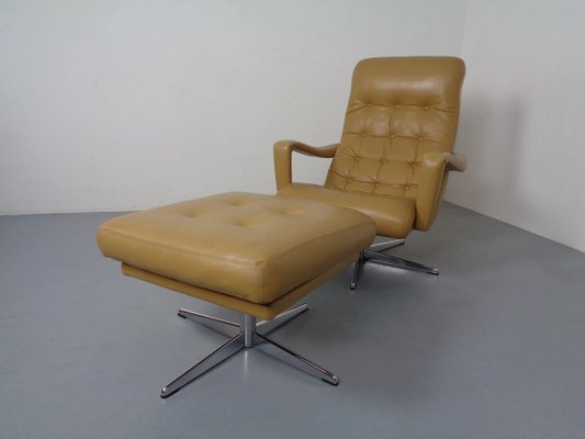 Leather Swivel Easy Chair and Ottoman, 1970s, Set of 2-RDW-827850