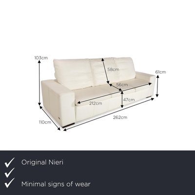 Leather Three-Seater Cream White Sofa from Nieri-RQW-2036322