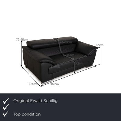 Leather Two-Seater Dark Gray Sofa by Ewald Schillig-RQW-1771373