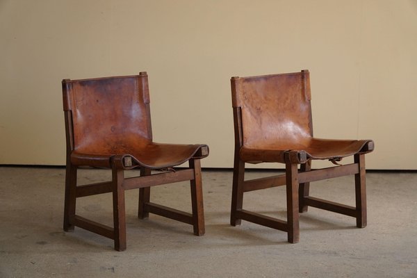 Leather & Walnut Model Riaza Hunting Lounge Chairs by Paco Muñoz, 1960, Set of 2-MXF-1369989